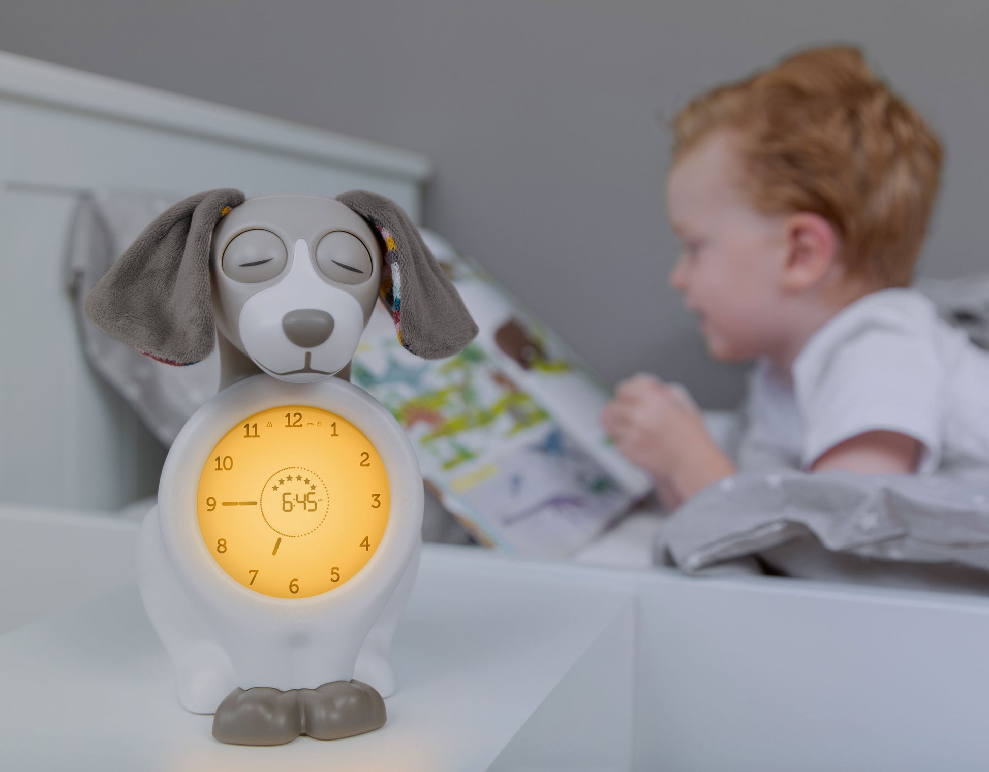 ZAZU Sleep Trainer Clock - Davy The Dog (Taupe)