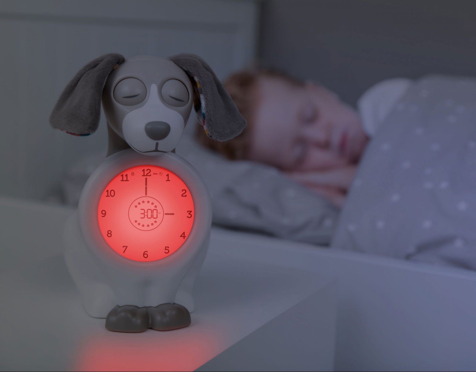 ZAZU Sleep Trainer Clock - Davy The Dog (Taupe)