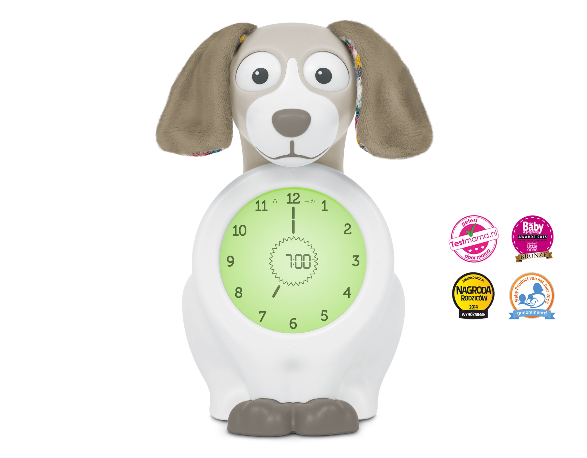 ZAZU Sleep Trainer Clock - Davy The Dog (Taupe)