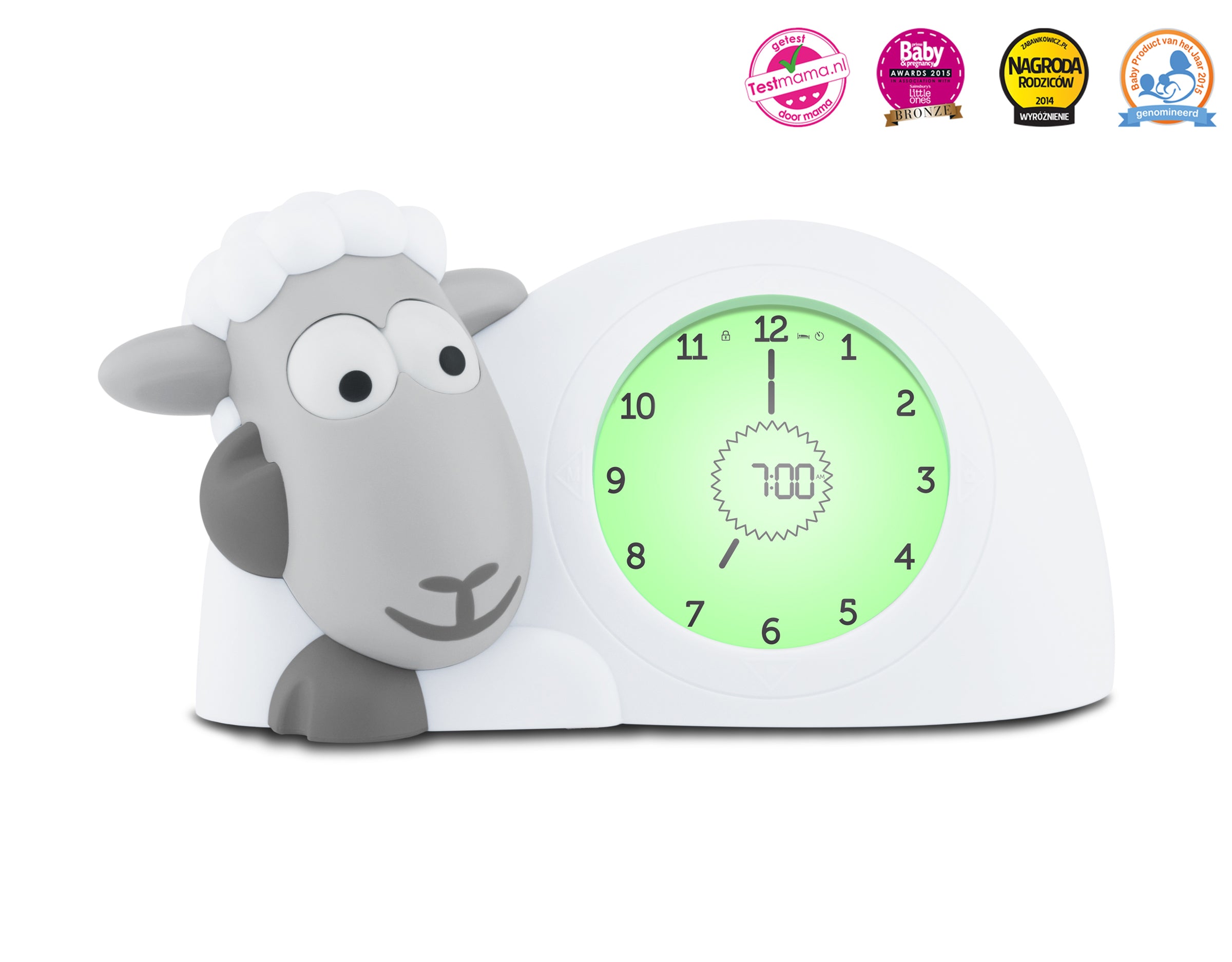 ZAZU Sleep Trainer Clock - Sam The Sheep (Grey)