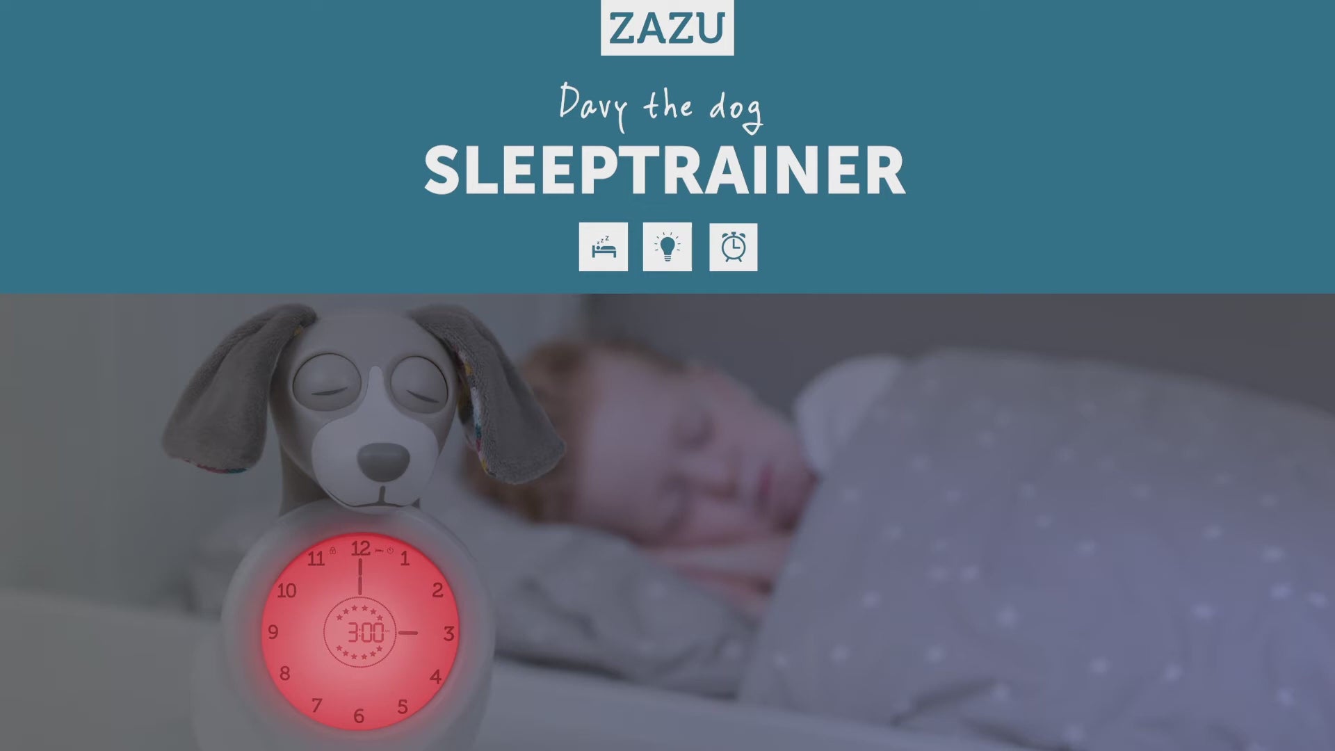 ZAZU Sleep Trainer Clock - Davy The Dog (Taupe)